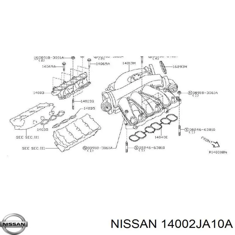 14002JA10A Nissan/Infiniti Коллектор выпускной задний