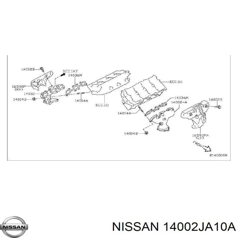 Коллектор выхлопной задний Nissan/Infiniti 14002JA10A цена, от 24.86 USD