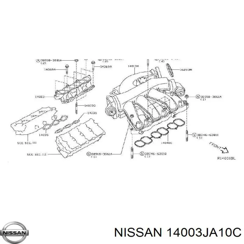 Коллектор впускной нижний Nissan/Infiniti 14003JA10C цена, от 19.75 USD