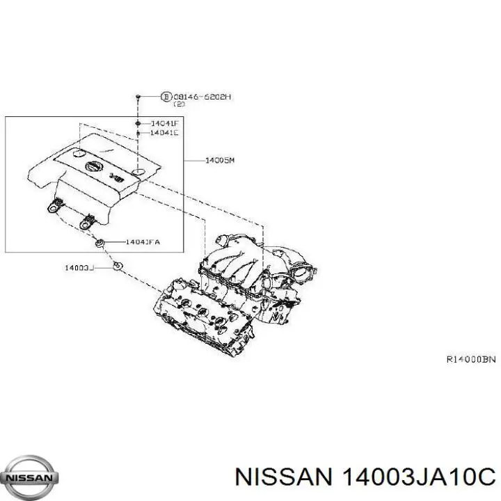 Коллектор впускной нижний 14003JA10C Nissan/Infiniti