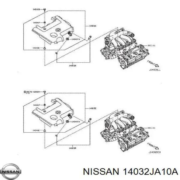 Прокладка впускного коллектора верхняя Nissan 14032JA10A
