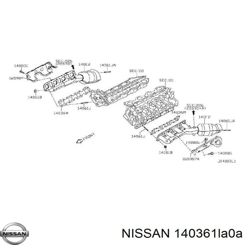 Прокладка выпускного коллектора Nissan 140361LA0A
