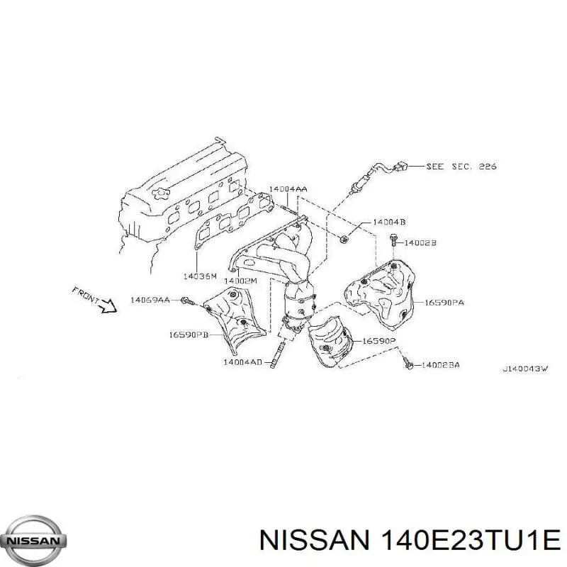 140E23TU0E Nissan/Infiniti Система выпуска газов двигателя
