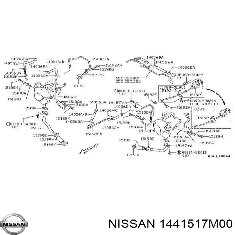 Vedante de turbina dos gases de escape, admissão para Nissan Patrol (Y60)