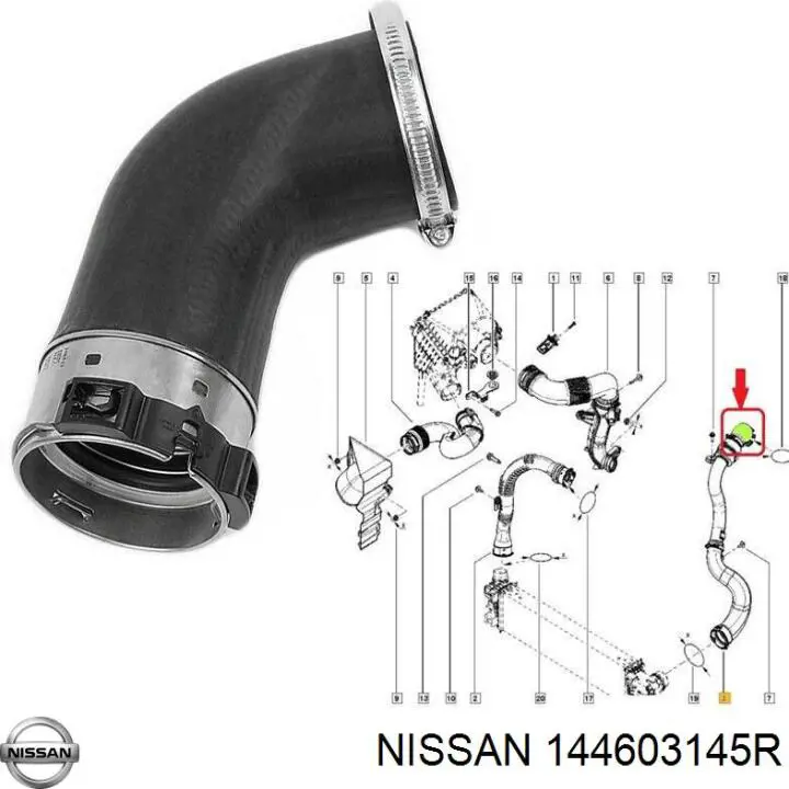 Патрубок интеркулера 144603145R Nissan/Infiniti