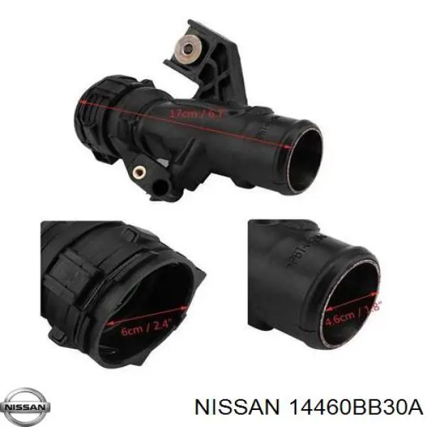 Патрубок воздушный, выход из турбины/компрессора (наддув) 14460BB30A Nissan/Infiniti