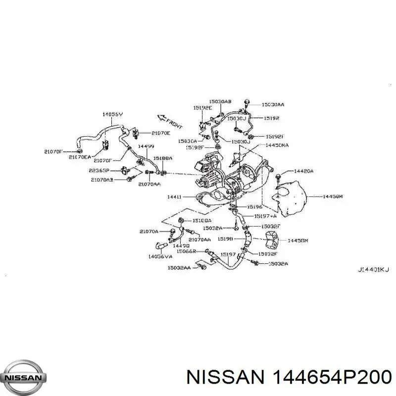 144654P200 Nissan прокладка турбины нагнетаемого воздуха, прием