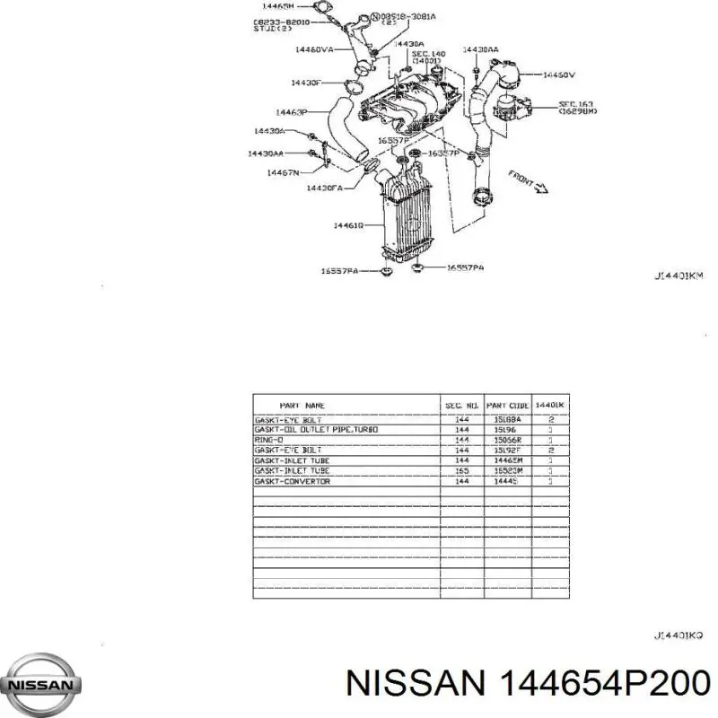 Прокладка турбіни нагнітаючого повітря, прийом 144654P200 Nissan/Infiniti