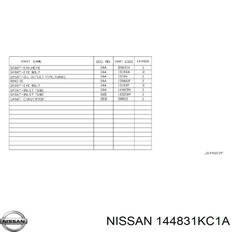  Nissan/Infiniti 144831KC1A цена, от 101.58 USD