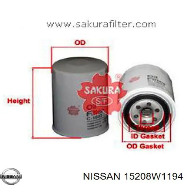 Купить 15208W1194 Nissan/Infiniti Фильтр центробежный очистки масла
