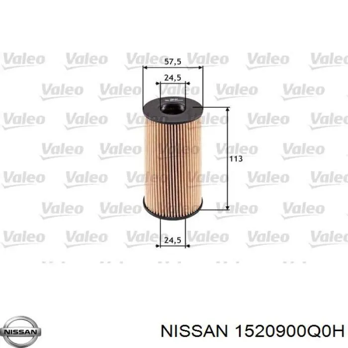 Filtro de aceite 1520900Q0H Nissan