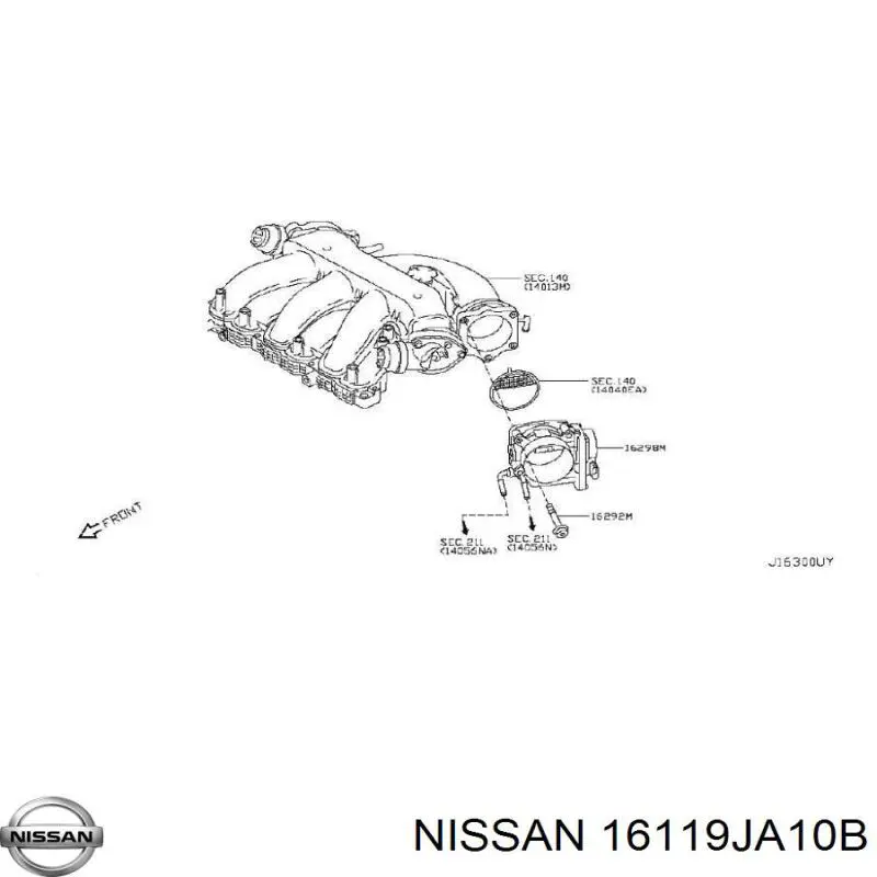 Купить 16119JA10B Nissan/Infiniti Блок дроссельной заслонки