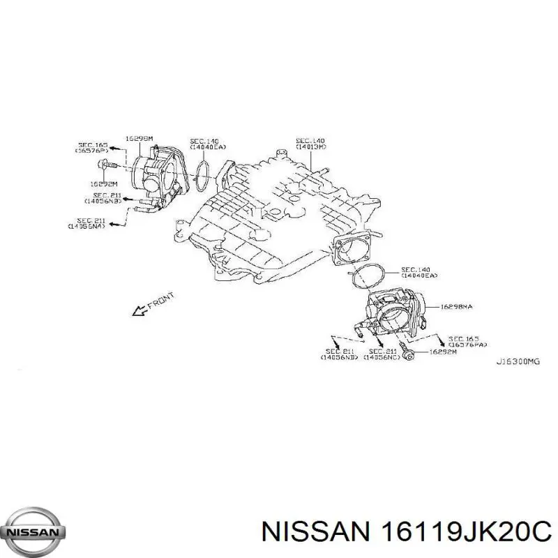 16119JK20C Nissan válvula de borboleta montada