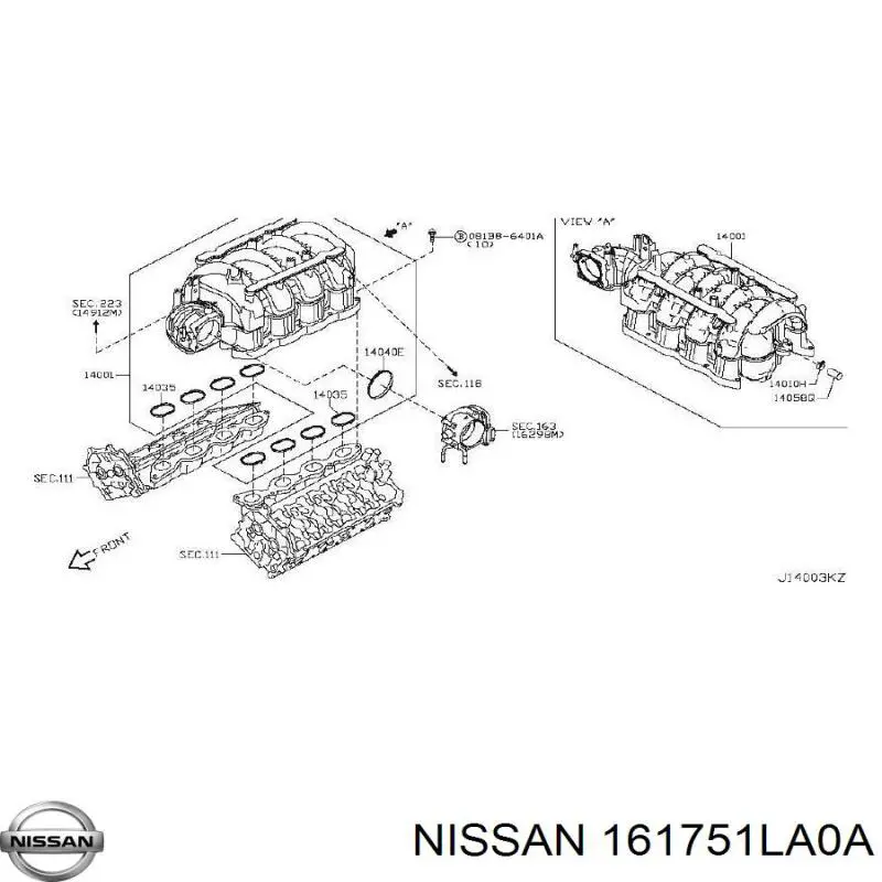 161751LA0A Nissan/Infiniti Прокладка дроссельной заслонки