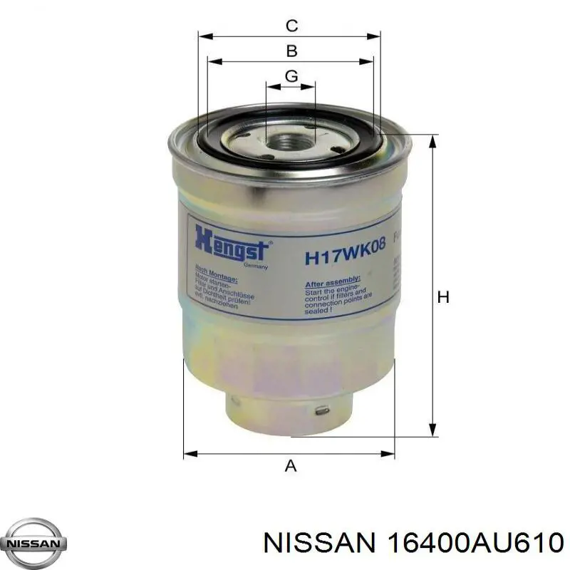 Топливный фильтр 16400AU610 Nissan