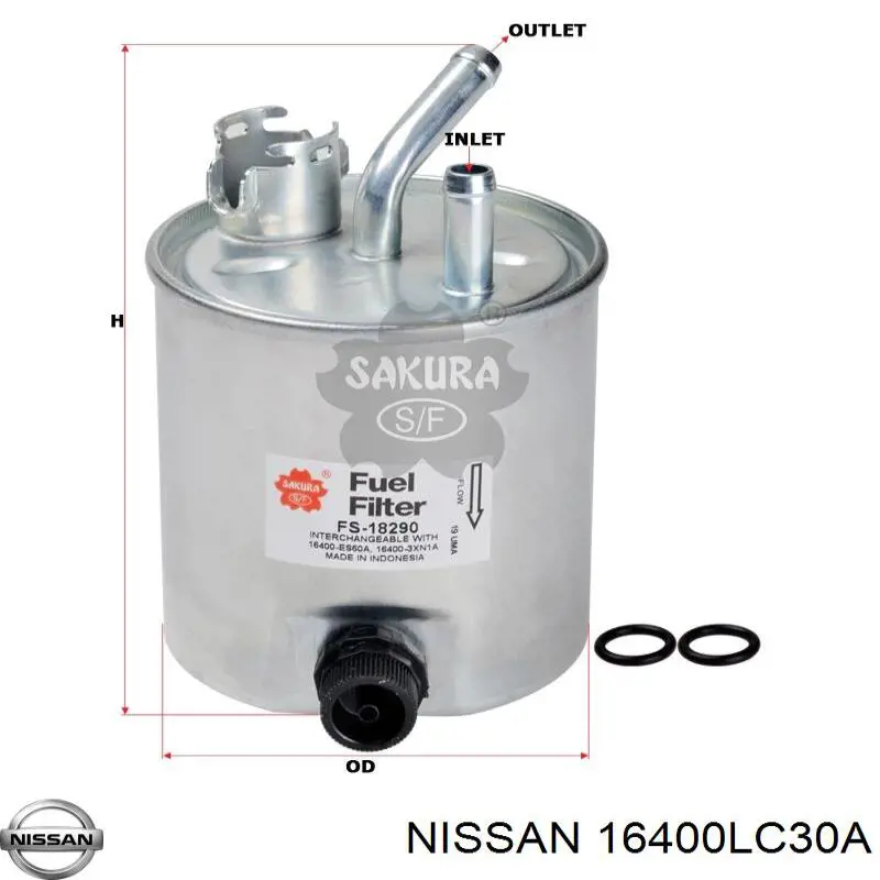 Фільтр паливний 16400LC30A Nissan