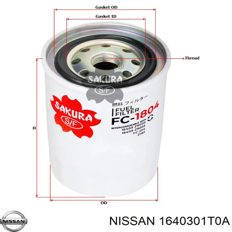 1640301T0A Nissan/Infiniti Фильтр топлива