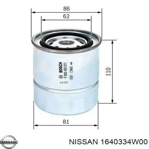 1640334W00 Nissan/Infiniti Фильтр топлива