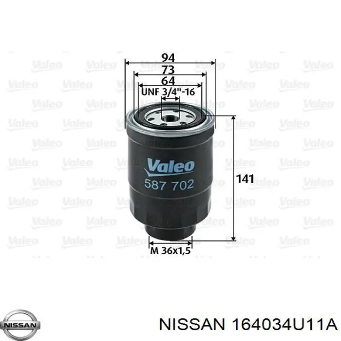 Купить 164034U11A Nissan/Infiniti Фильтр-отстойник топлива грубой очистки