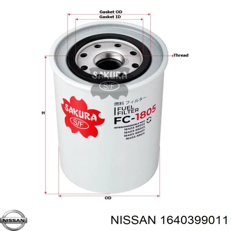 Топливный фильтр 1640399011 Nissan