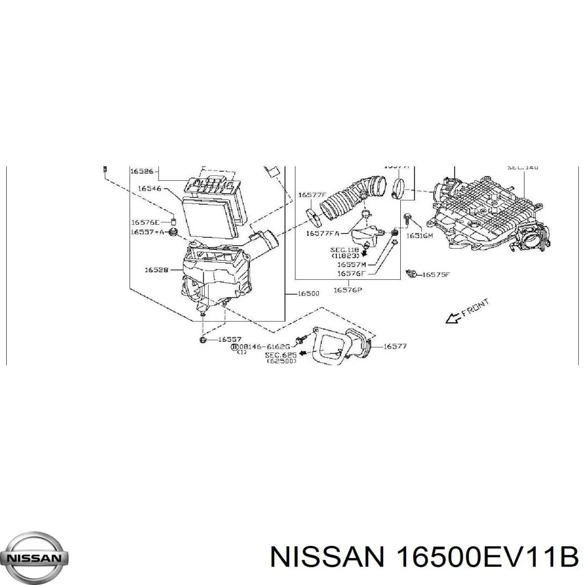 Купить 16500EV11B Nissan/Infiniti Корпус воздушного фильтра левый