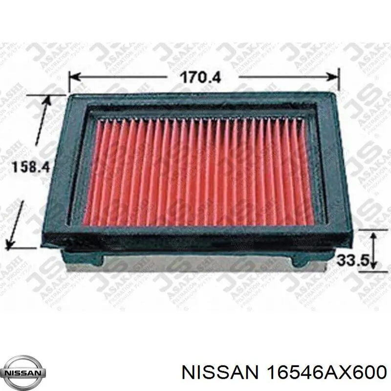 16546AX600 Nissan filtro de ar