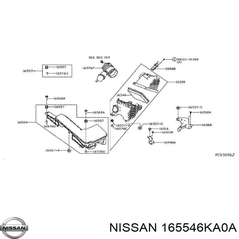 165546KA0A Nissan воздухозаборник воздушного фильтра