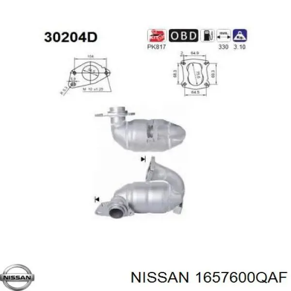 1657600QAF Nissan конвертор - катализатор