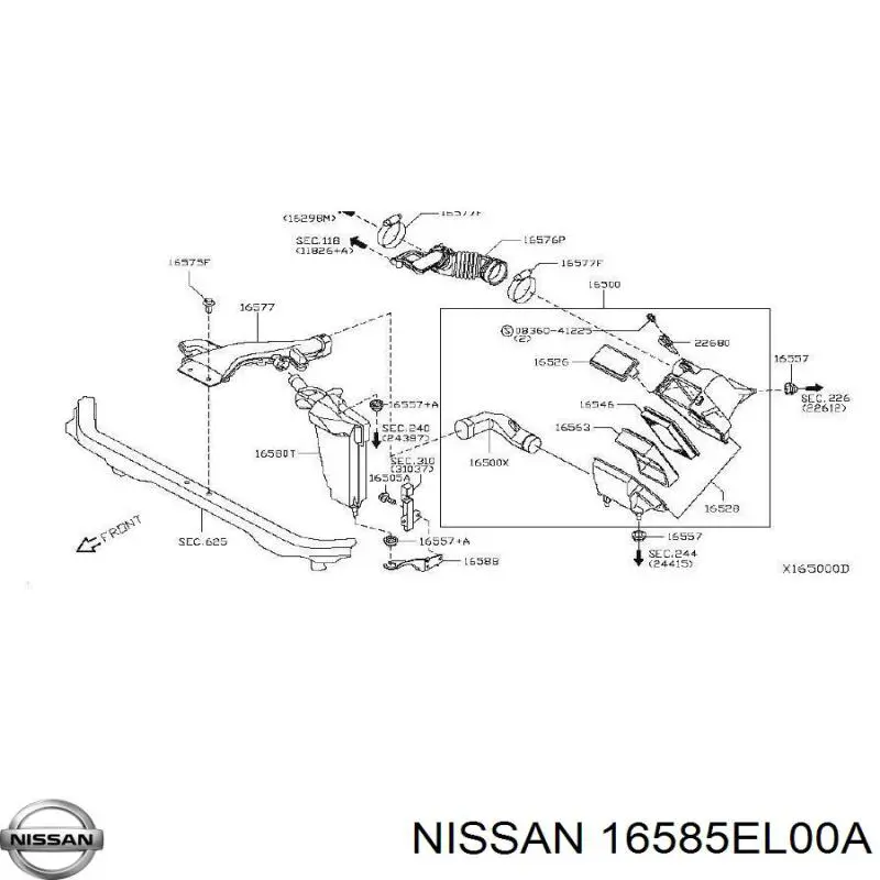 Резонатор воздушного фильтра 16585EL00A Nissan