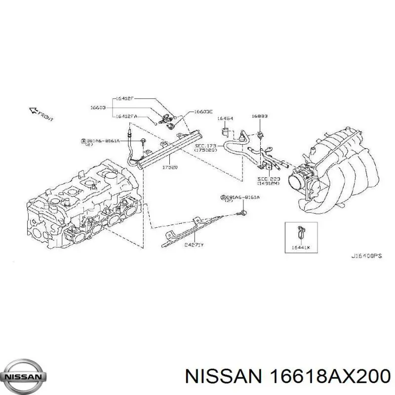 Кольцо (шайба) форсунки инжектора посадочное Nissan 16618AX200