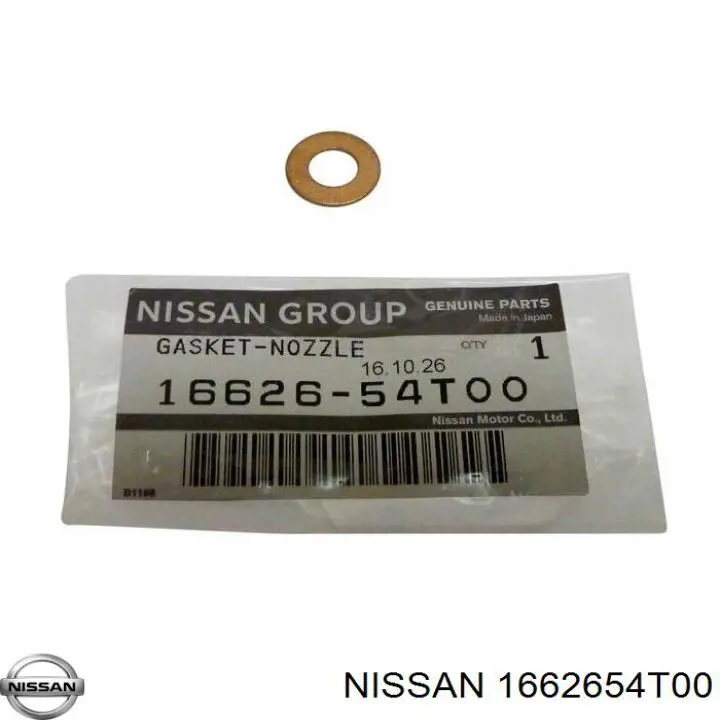 Кольцо (шайба) форсунки инжектора посадочное Nissan 1662654T00