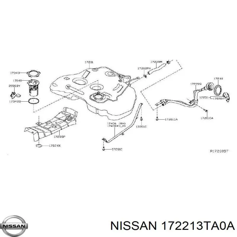 172213TA0A Nissan/Infiniti Заливная горловина топливного бака