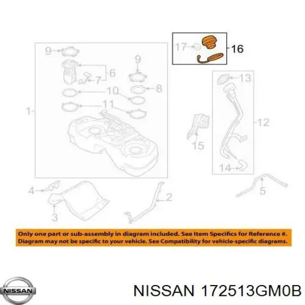 172513GM0B Nissan/Infiniti Крышка топливного Бака