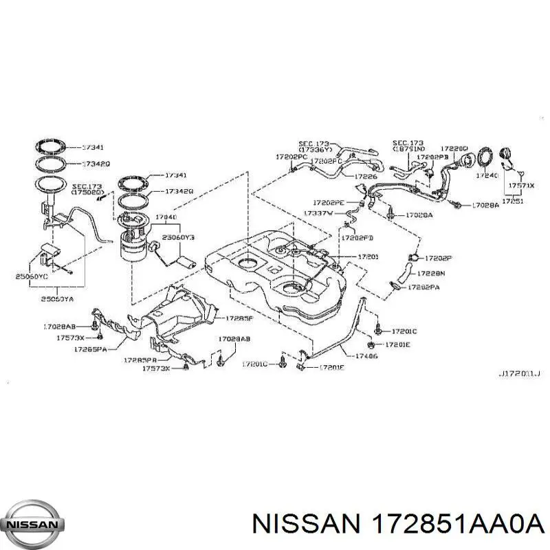 172851AA0A Nissan/Infiniti Защита днища, топливного бака
