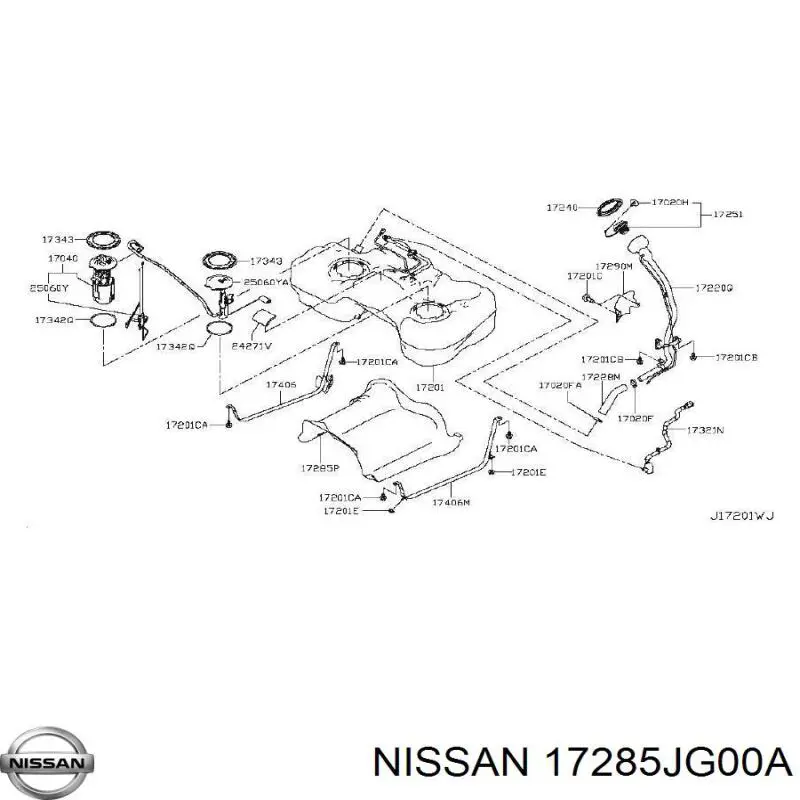 17285JG000 Nissan proteção de fundo, do tanque de combustível