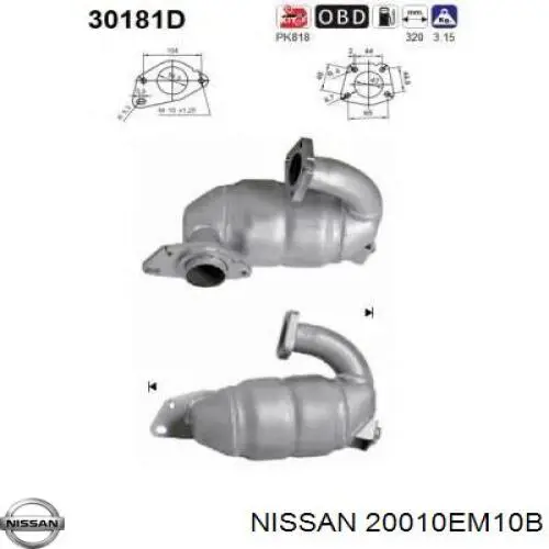 Глушитель, передняя часть Nissan/Infiniti 20010EM10B цена, от 152.03 USD