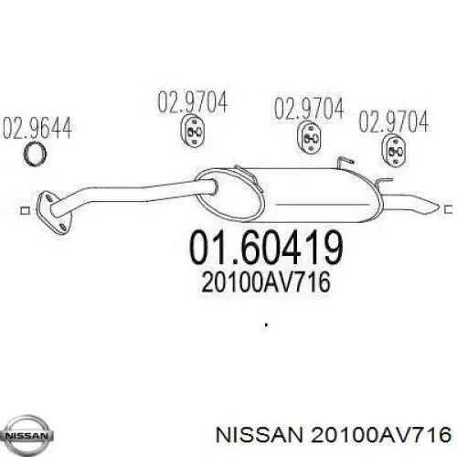 Глушитель задний 20100AV716 Nissan