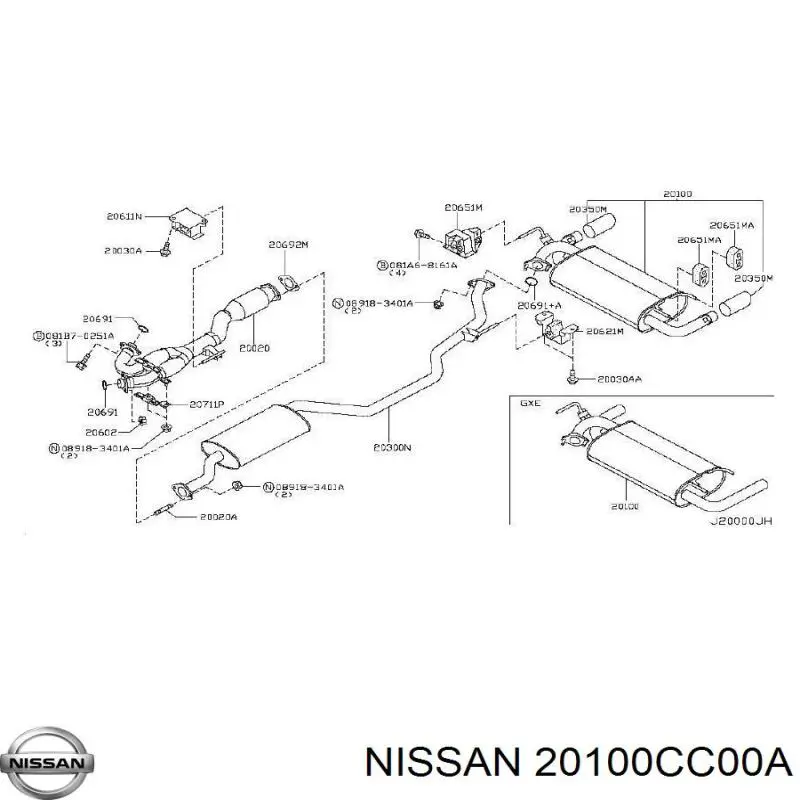 Глушитель, задняя часть на Nissan Murano Z50