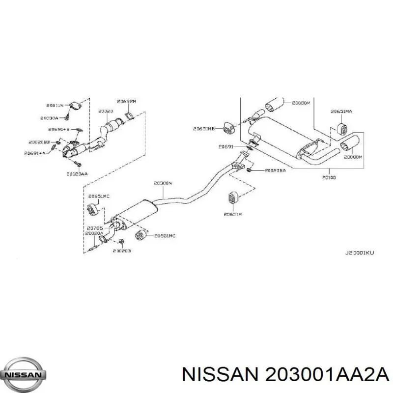 203001AA2A Nissan/Infiniti Глушитель центральный