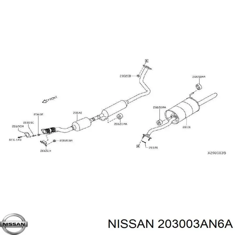 203003AN6A Nissan/Infiniti Глушитель центральный