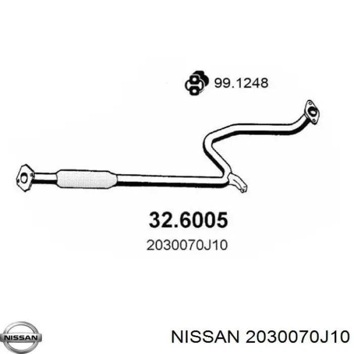 2030070J10 Nissan глушитель, центральная часть