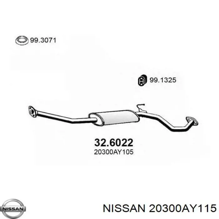 Центральная часть глушителя 20300AY115 Nissan