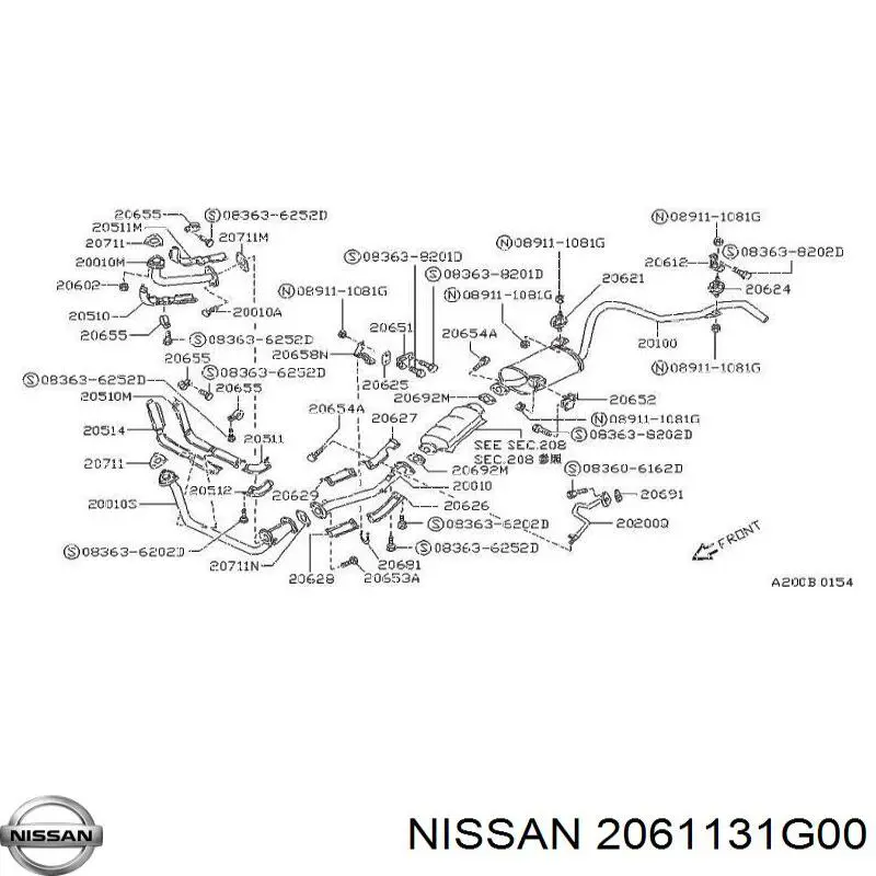 2061131G00 Nissan подушка глушителя