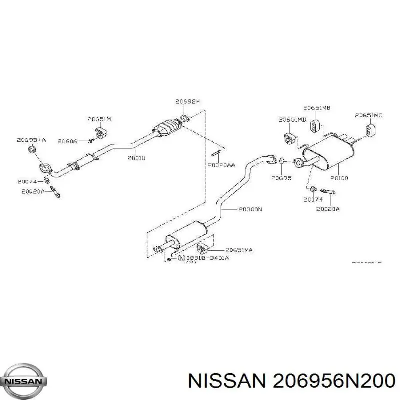 206956N200 Nissan прокладка приемной трубы глушителя