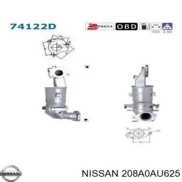 208A0AU625 Nissan конвертор - катализатор