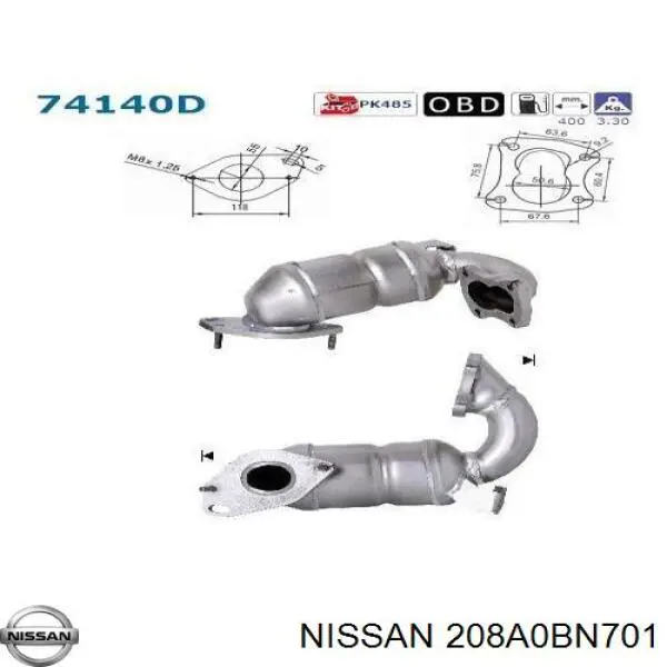 Катализатор 208A0BN701 Nissan