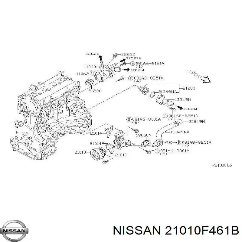 Помпа 21010F461B Nissan