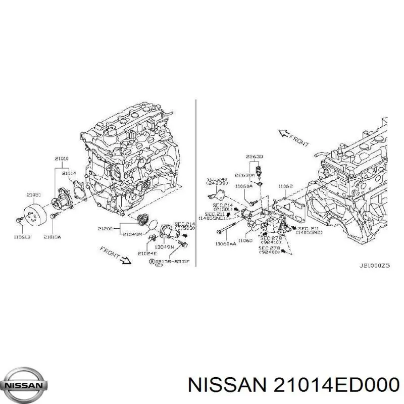 Прокладка водяної помпи 21014ED000 Nissan/Infiniti