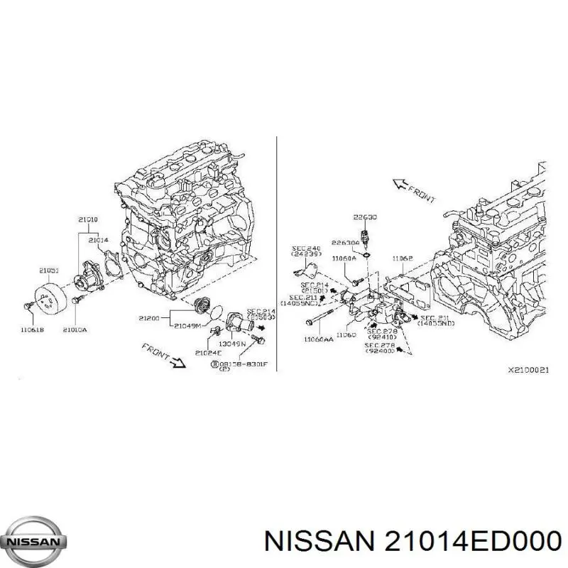 Прокладка водяной помпы Nissan/Infiniti 21014ED000 цена, от 3.59 USD