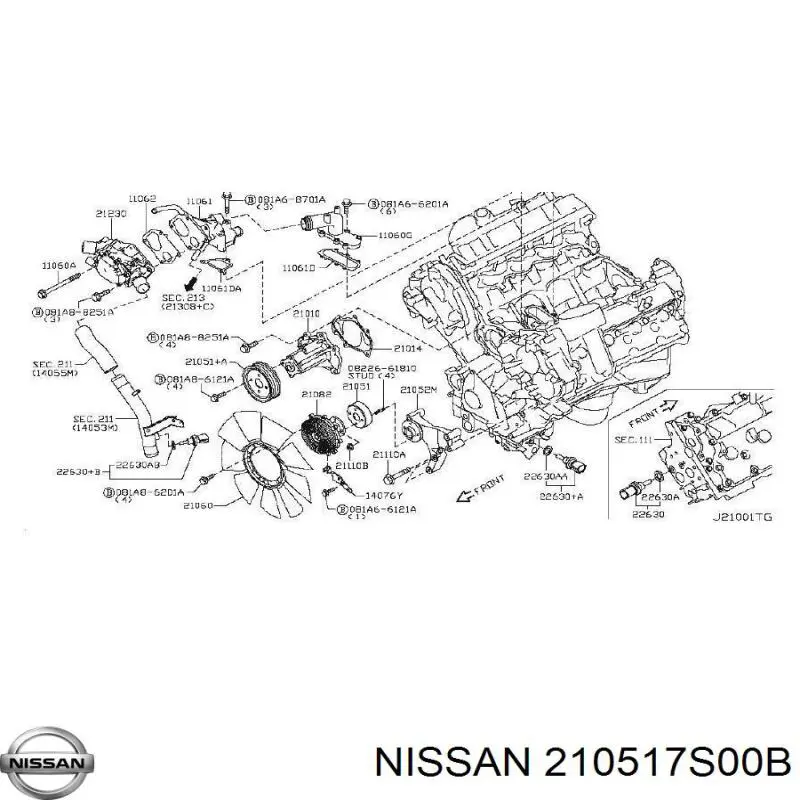 Шкив водяной помпы на Nissan Pathfinder R51